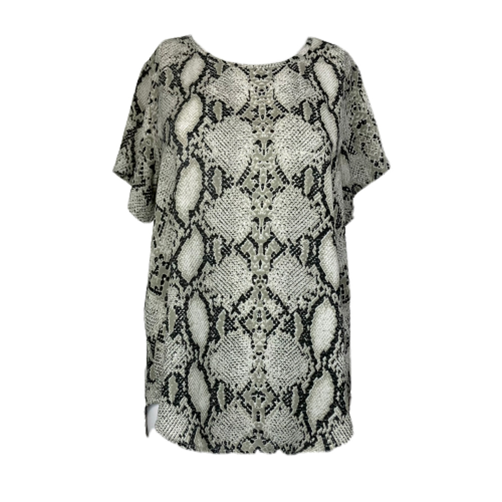 Karlie Shirt Womens Sz M Black Gray Snake Print Lightweight Short Sleeve Top